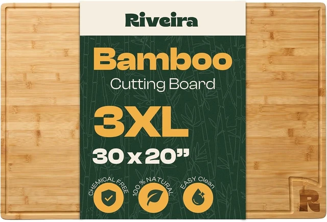Main image of Extra Large Bamboo Cutting Board, 30" x 20", 0.8 Inch Thick Cool Stove Top Cover Cutting Board, Noodle Board Stove Cover with Juice Groove, Reversible Butcher Block for Charcuterie