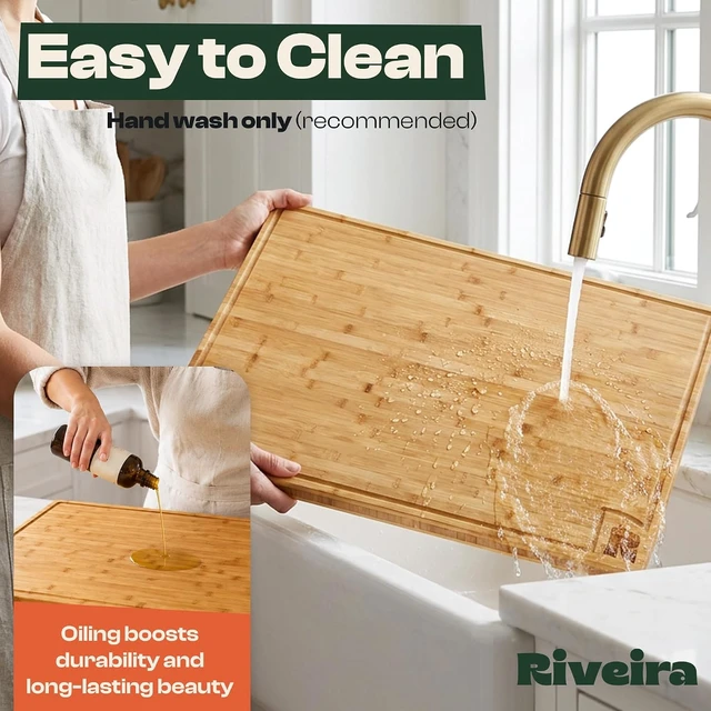 Alt view image 6 of 7 - Extra Large Bamboo Cutting Board, 30" x 20", 0.8 Inch Thick Cool Stove Top Cover Cutting Board, Noodle Board Stove Cover with Juice Groove, Reversible Butcher Block for Charcuterie