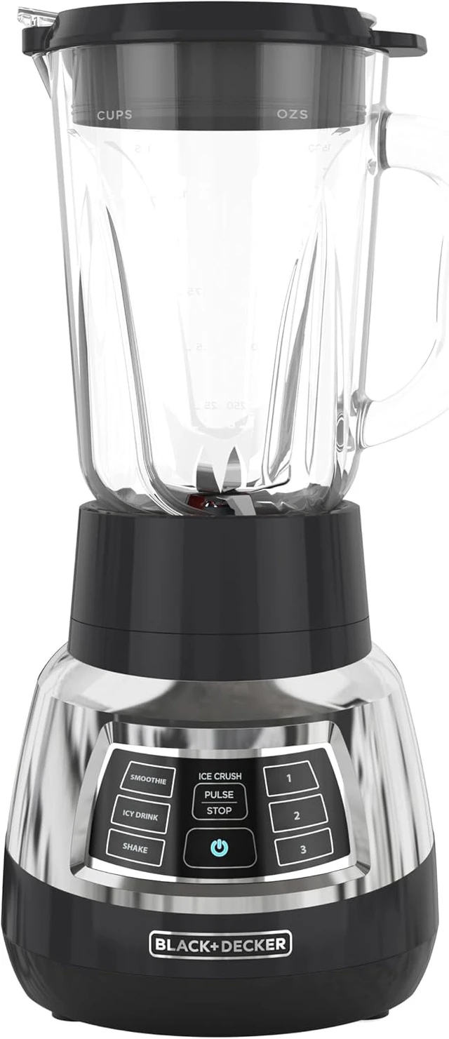 Alt view image 2 of 7 - Quiet Blender with 6-Cup Cyclone Glass Jar, 3 Speeds + 3 Functions & Serrated Blade Technology for Faster Blending, Pulse Button and 24-oz Personal Jar, 900W