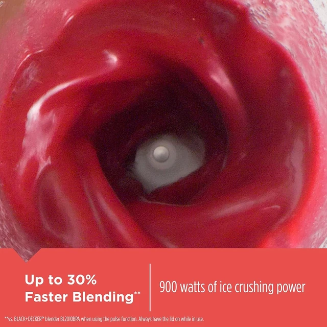 Alt view image 4 of 7 - Quiet Blender with 6-Cup Cyclone Glass Jar, 3 Speeds + 3 Functions & Serrated Blade Technology for Faster Blending, Pulse Button and 24-oz Personal Jar, 900W