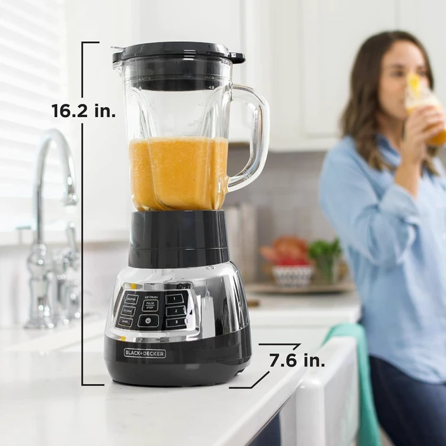 Alt view image 7 of 7 - Quiet Blender with 6-Cup Cyclone Glass Jar, 3 Speeds + 3 Functions & Serrated Blade Technology for Faster Blending, Pulse Button and 24-oz Personal Jar, 900W