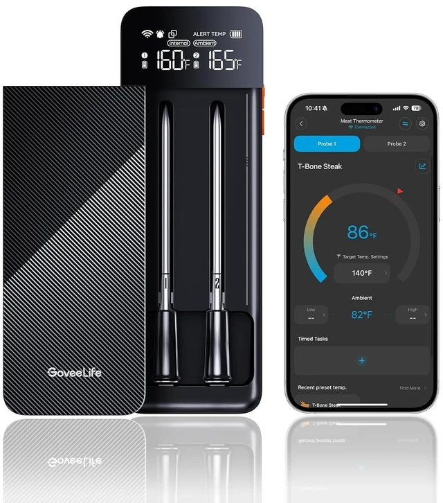 Main image of Smart Wireless Meat Thermometer Digital 2 Probes with App Alarm