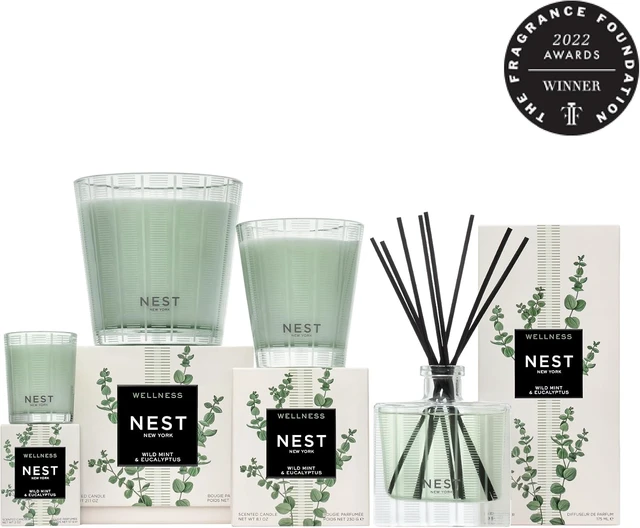 Alt view image 7 of 7 - Reed Diffuser, Wild Mint & Eucalyptus - 5.9 fl oz - Fragrance for Up to 90 Days - Reusable, Refillable Glass Holder - Includes 8 All-Natural Reed Sticks - Flame Free