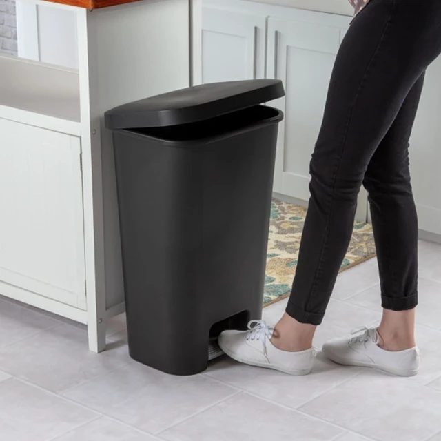 Alt view image 5 of 7 - Rectangular Step On Kitchen Wastebasket, 11.9 Gal, Black, 4 Pack