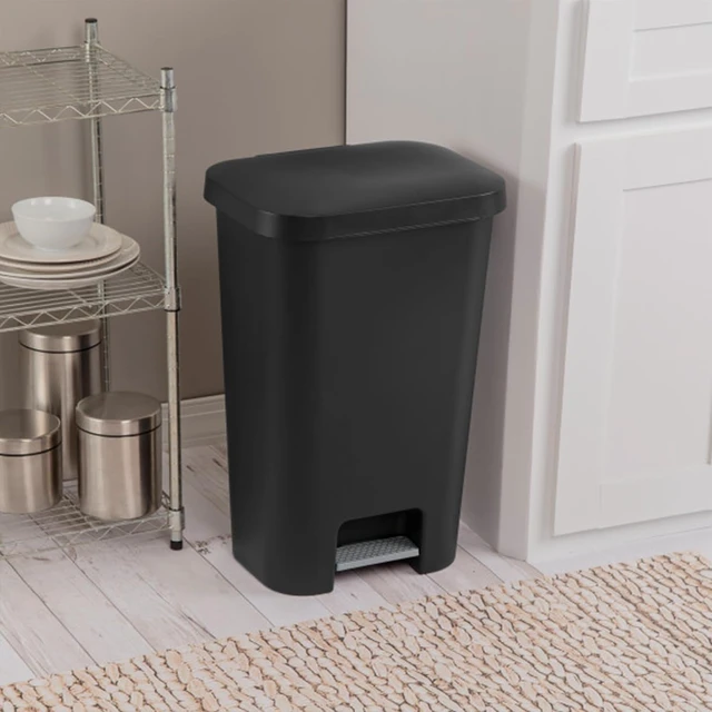 Alt view image 7 of 7 - Rectangular Step On Kitchen Wastebasket, 11.9 Gal, Black, 4 Pack