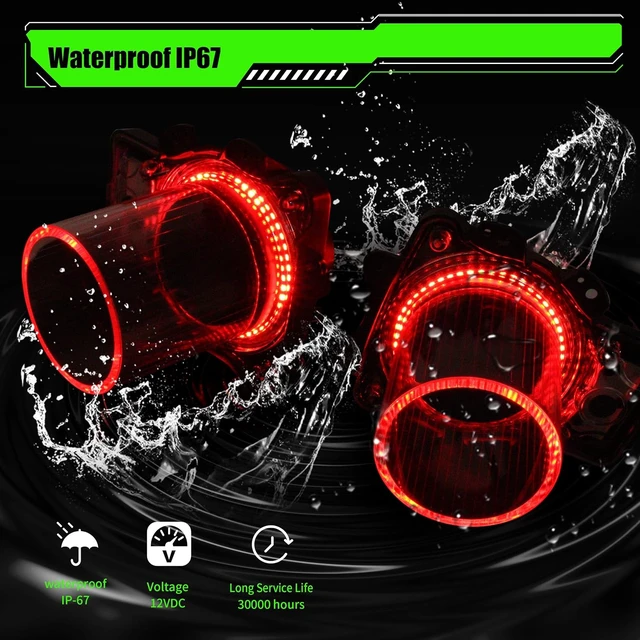 Alt view image 2 of 6 - Plug and Play LED Headlamps Air Inserts Assembly Waterproof, Dustproof Compatible with 2015-2020 Dodge Challenger Headlights Bulbs, Super Bright Red or White Lights(Red Lights, 2PCS)