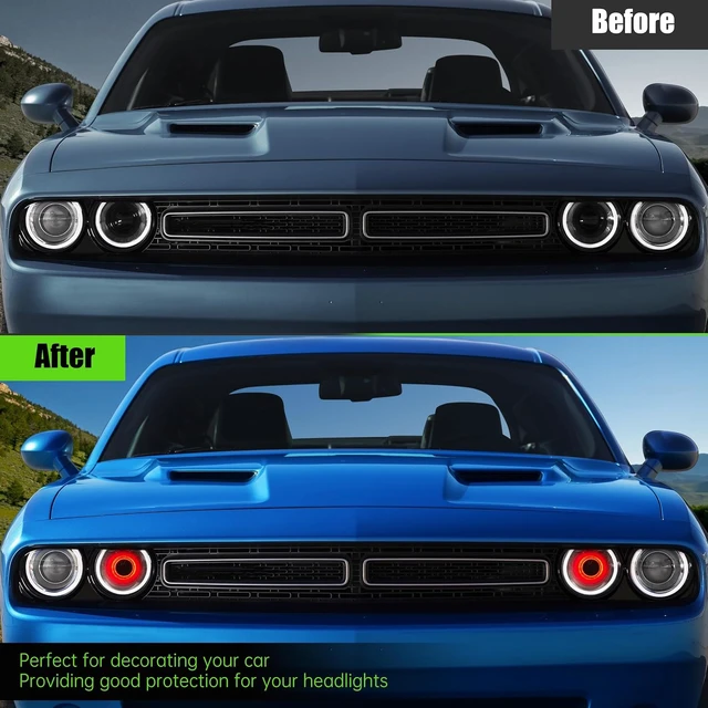 Alt view image 6 of 6 - Plug and Play LED Headlamps Air Inserts Assembly Waterproof, Dustproof Compatible with 2015-2020 Dodge Challenger Headlights Bulbs, Super Bright Red or White Lights(Red Lights, 2PCS)