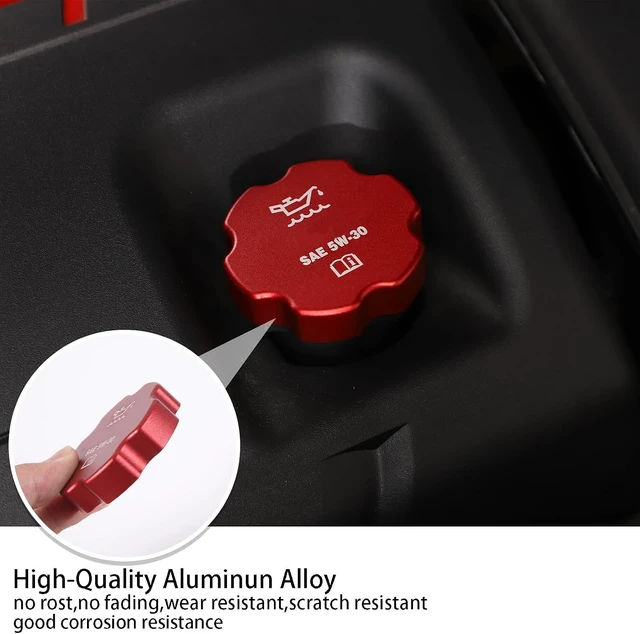 Alt view image 2 of 7 - Car Engine Oil Cap Radiator Cap Brake Fluid Cap Cover Fit for C6 Corvette 2005-2013 Accessories, Aluminum Alloy Car Engine Bay Cap Cover Kit Protection Cover Trim, 5Pcs