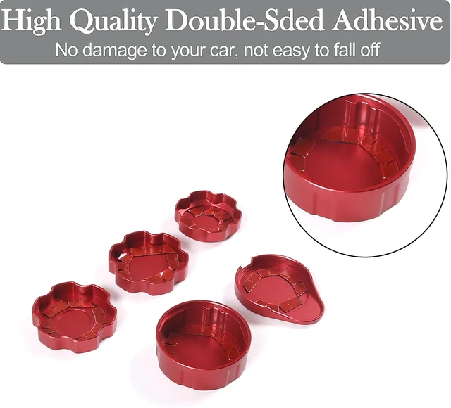 Alt view image 3 of 7 - Car Engine Oil Cap Radiator Cap Brake Fluid Cap Cover Fit for C6 Corvette 2005-2013 Accessories, Aluminum Alloy Car Engine Bay Cap Cover Kit Protection Cover Trim, 5Pcs