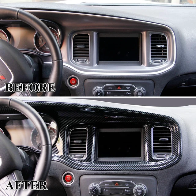 Alt view image 7 of 7 - Carbon Fiber Center Consoles Dashboard Instrument Gauge Cluster Dash Air Vent Panel Kit Cover Trim Garnish Bezel for for Dodge Charger 2015-2023 (Black Carbon Fiber)