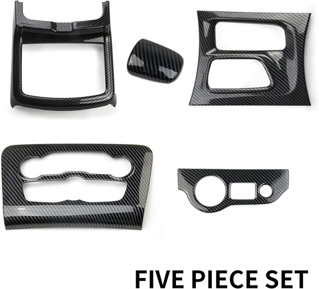 Alt view image 6 of 7 - Carbon Fiber Central Control AC Gear Shift Cup Holder Headlight Switch Button Panel Cover Trim 5pcs for Dodge Charger 2015-2022
