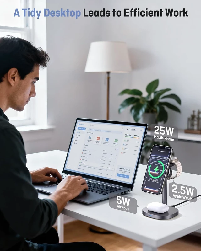 Alt view image 5 of 7 - 25W Qi2.2-Certified Wireless Charging Stand TEC Cooling High-Grade Alloy