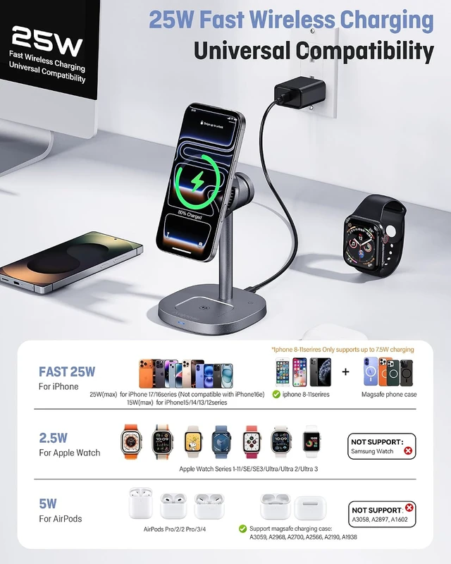 Alt view image 7 of 7 - 25W Qi2.2-Certified Wireless Charging Stand TEC Cooling High-Grade Alloy