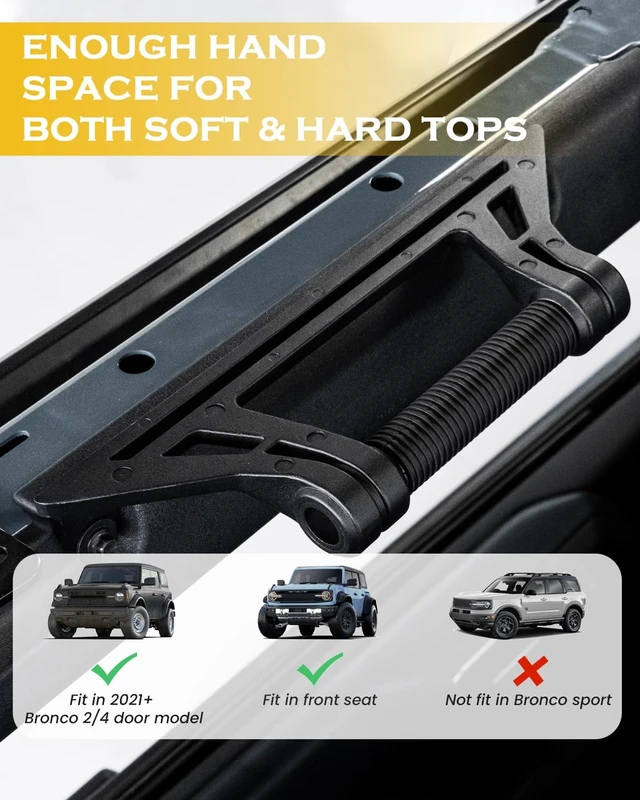 Alt view image 7 of 7 - Aluminum Grab Handles for Ford Bronco 2021-2026, Front Seat