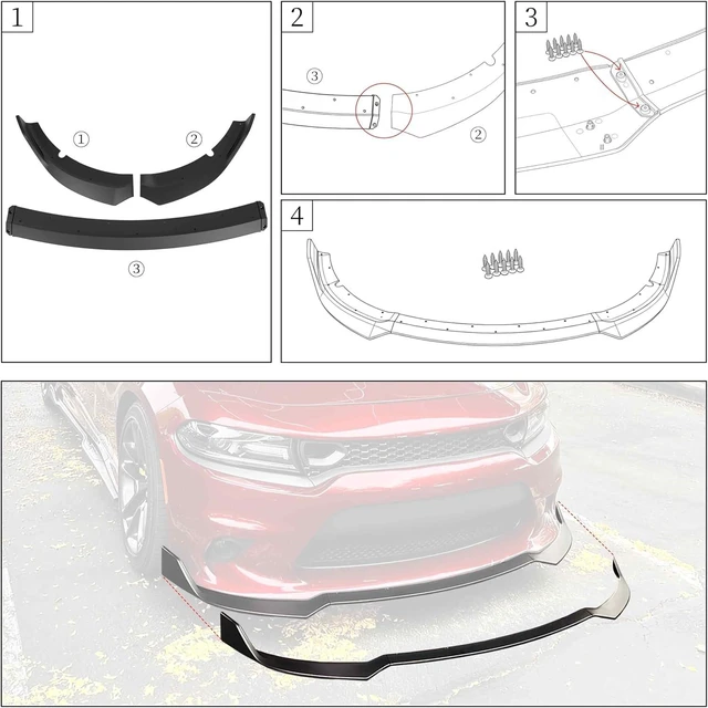 Alt view image 4 of 7 - Front Lip Compatible with 2015-2023 Dodge Charger Accessories