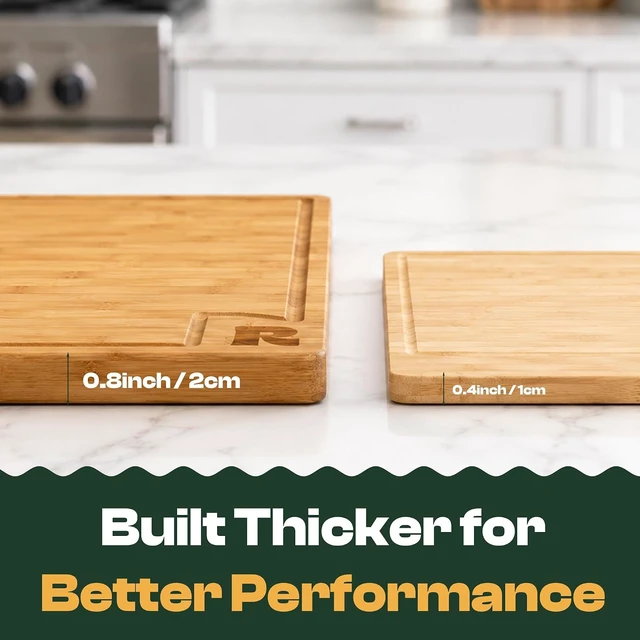 Alt view image 7 of 7 - Extra Large Bamboo Cutting Board, 30" x 20", 0.8 Inch Thick Cool Stove Top Cover Cutting Board, Noodle Board Stove Cover with Juice Groove, Reversible Butcher Block for Charcuterie