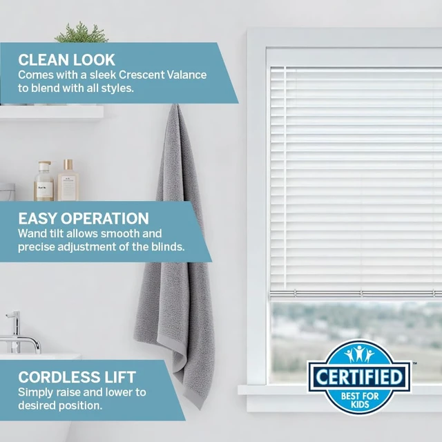 Alt view image 2 of 7 - Basics Cordless Faux Wood Blinds for Indoor Windows, 34" x 72"