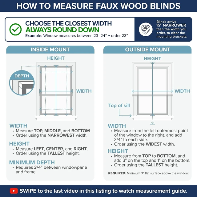 Alt view image 3 of 7 - Basics Cordless Faux Wood Blinds for Indoor Windows, 34" x 72"
