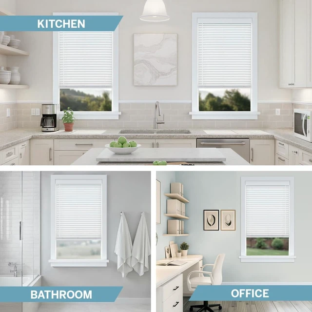 Alt view image 5 of 7 - Basics Cordless Faux Wood Blinds for Indoor Windows, 34" x 72"