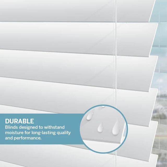Alt view image 6 of 7 - Basics Cordless Faux Wood Blinds for Indoor Windows, 34" x 72"