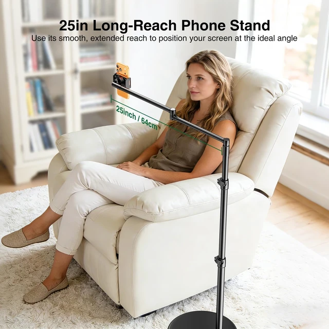 Alt view image 2 of 7 - Floor Phone Holder Stand for Bed and Overhead Video Recording