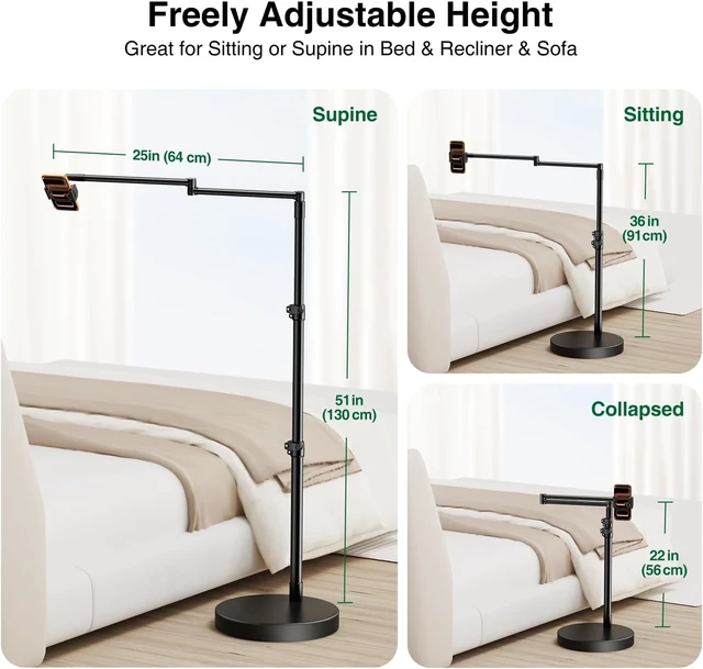 Alt view image 3 of 7 - Floor Phone Holder Stand for Bed and Overhead Video Recording