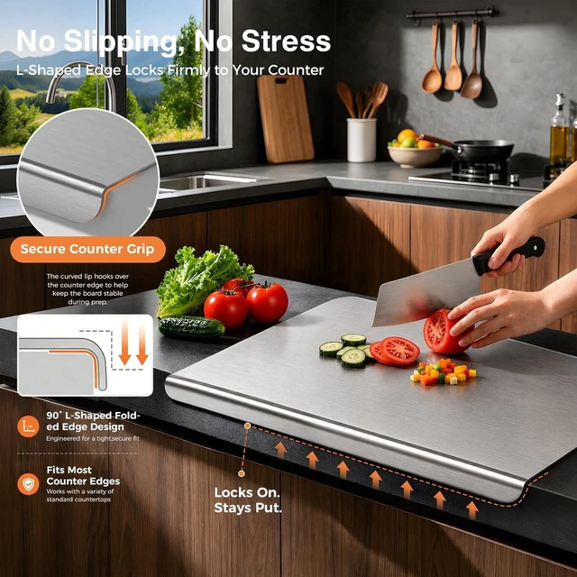 Alt view image 3 of 7 - Titanium Cutting Boards for Kitchen, Non-Toxic Pure Titanium Chopping & Kneading Board with Cutting Mat, Dishwasher Safe for Meat, Fruit, Vegetables & Bread,20 * 16