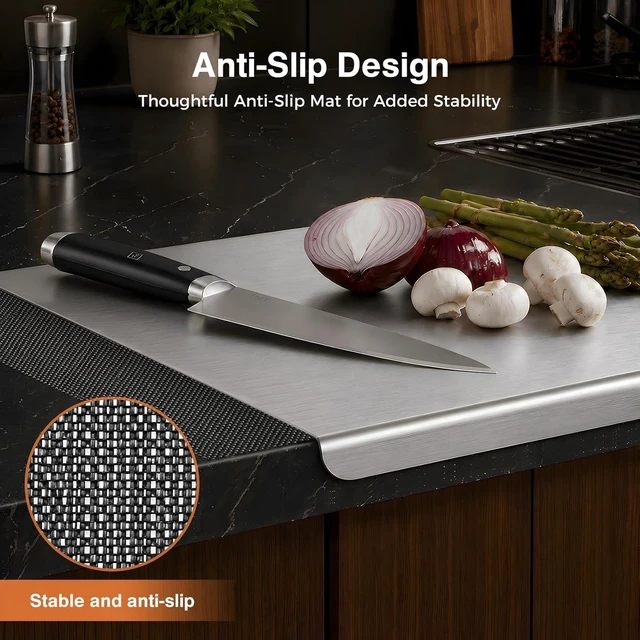 Alt view image 7 of 7 - Titanium Cutting Boards for Kitchen, Non-Toxic Pure Titanium Chopping & Kneading Board with Cutting Mat, Dishwasher Safe for Meat, Fruit, Vegetables & Bread,20 * 16