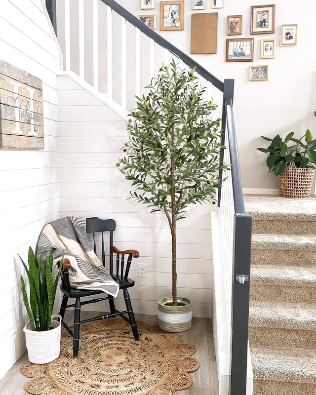 Alt view image 6 of 7 - 6FT Artificial Olive Tree Indoor Tall Faux with Planter&Basket