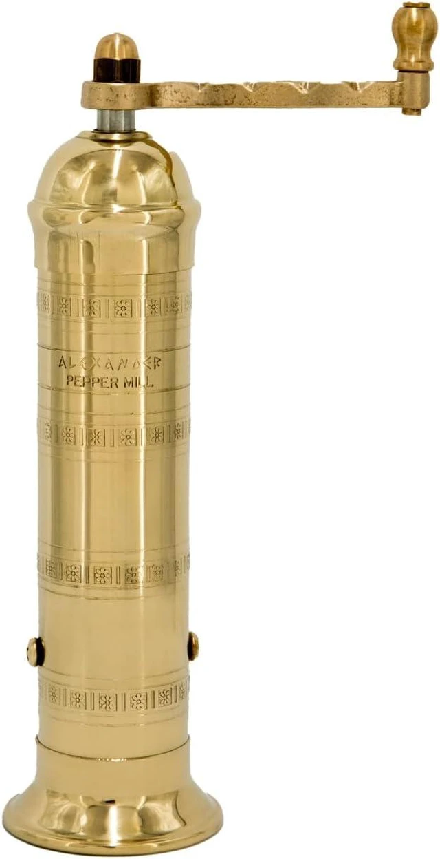Main image of Original Greek Pepper Mill, 8-Inch Brass European Manual Pepper Grinder Refillable