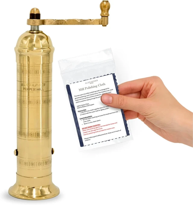 Alt view image 2 of 7 - Original Greek Pepper Mill, 8-Inch Brass European Manual Pepper Grinder Refillable
