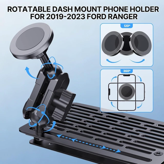 Alt view image 6 of 7 - Stainless Steel Phone Mount for 19-23 Ford Ranger XL/XLT/Lariat