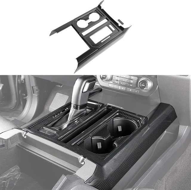 Main image of for F150 ABS Carbon Fiber Center Console Gear Shift Cup Holder Trim for 2015 2016 2017 2018 2019 2020 Ford F150, 2pcs