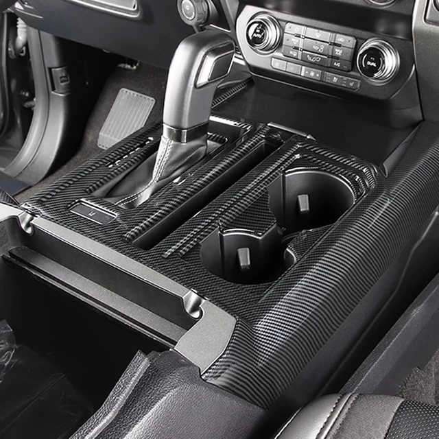Alt view image 2 of 7 - for F150 ABS Carbon Fiber Center Console Gear Shift Cup Holder Trim for 2015 2016 2017 2018 2019 2020 Ford F150, 2pcs