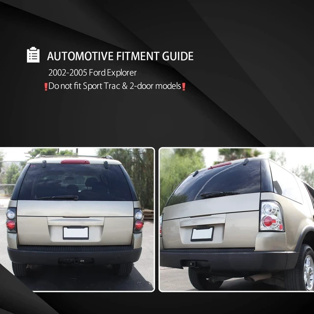 Alt view image 5 of 5 - Tail Lights For 2002-2005 Ford Explorer Black Left+Right
