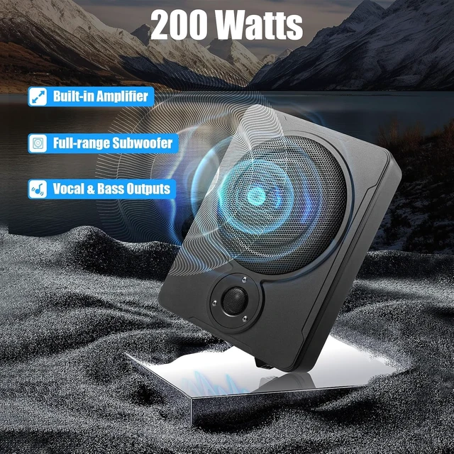 Alt view image 5 of 7 - 8 in 600W Audio Slim Under-Seat Powered Subwoofer with Amp Kit, Car/Truck Sub Bass Speaker Kit Pure Music Output