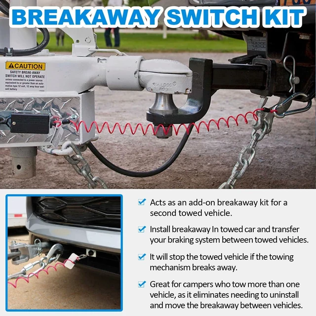 Alt view image 3 of 7 - BRK2505 Breakaway Switch Kit Replacement Compatible with Blue Ox Patriot Tow Bar Supplemental Braking System