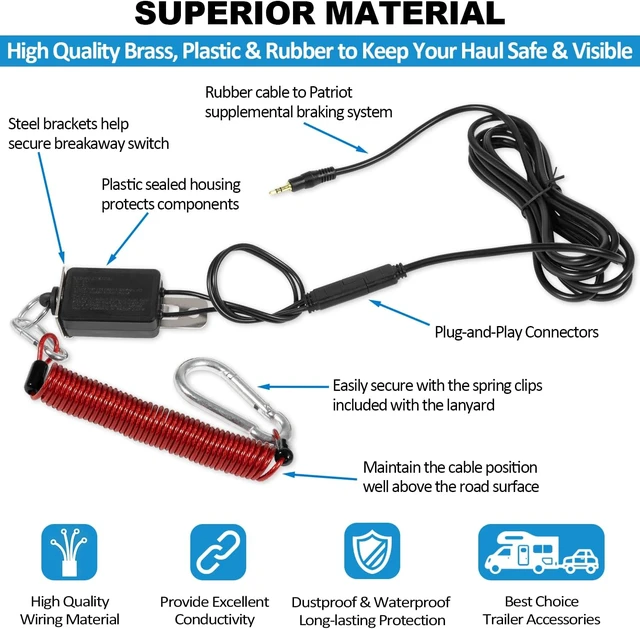 Alt view image 4 of 7 - BRK2505 Breakaway Switch Kit Replacement Compatible with Blue Ox Patriot Tow Bar Supplemental Braking System