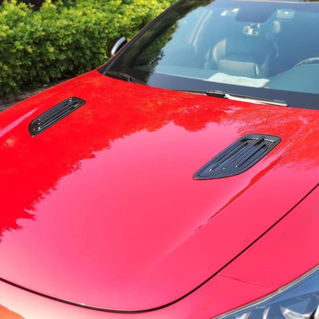Alt view image 4 of 7 - Carbon Fiber Style Car Air Flow Intake Cover,Air Flow Intake Hood Scoop Vent Cover Trim,Side Vent Bonnet Cover Compatible with Kia Stinger Accessories