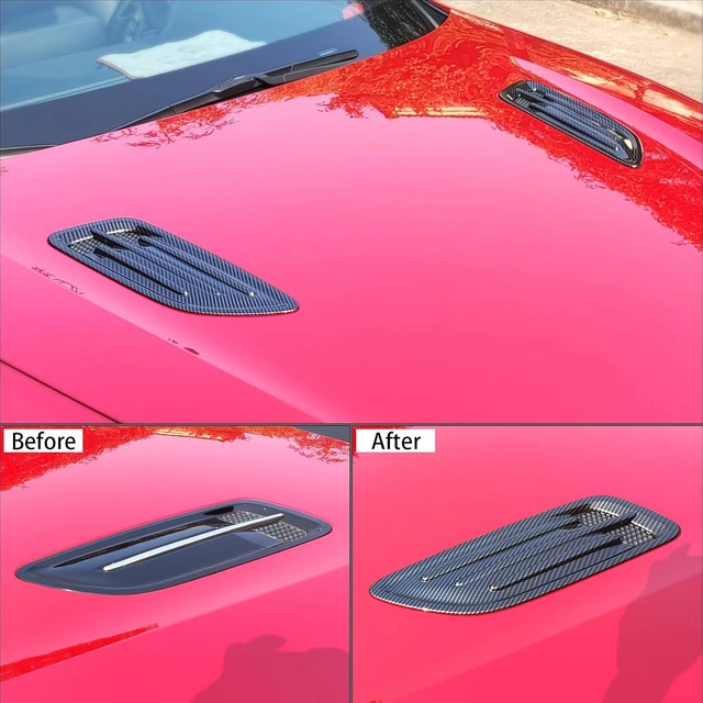 Alt view image 5 of 7 - Carbon Fiber Style Car Air Flow Intake Cover,Air Flow Intake Hood Scoop Vent Cover Trim,Side Vent Bonnet Cover Compatible with Kia Stinger Accessories
