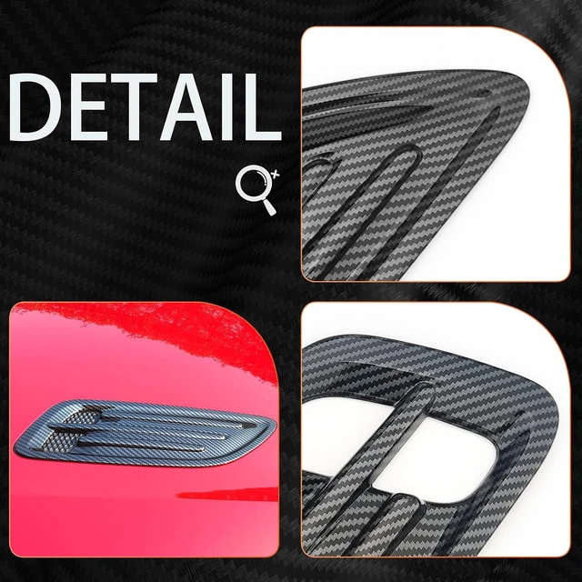 Alt view image 6 of 7 - Carbon Fiber Style Car Air Flow Intake Cover,Air Flow Intake Hood Scoop Vent Cover Trim,Side Vent Bonnet Cover Compatible with Kia Stinger Accessories
