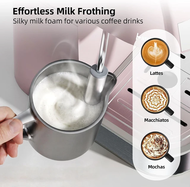 Alt view image 2 of 7 - 3.5Bar Espreeso Machine 4-Cup Compact Coffee Maker 800W Pink