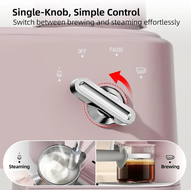 Alt view image 7 of 7 - 3.5Bar Espreeso Machine 4-Cup Compact Coffee Maker 800W Pink
