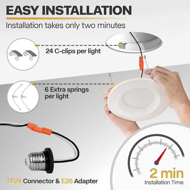Alt view image 5 of 7 - 12 Pack 5/6 Inch LED Metal Recessed Lighting with Night Light