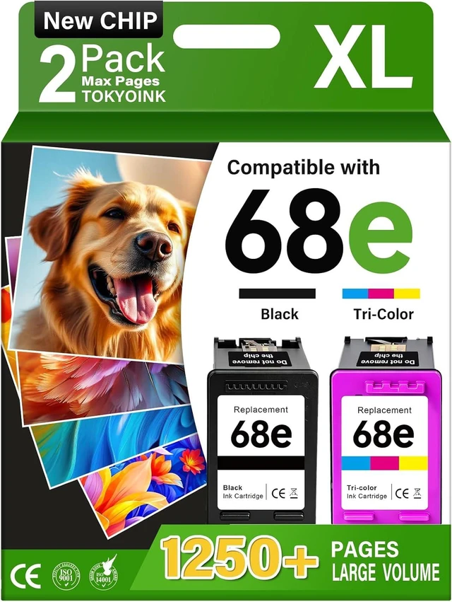 Main image of 68XL Ink Cartridge Black/Color Combo Pack Compatible for HP Ink 68
