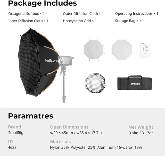 Alt view image 7 of 7 - 35" Bowens Mount Softbox Photography Lighting Kit, Quick Release
