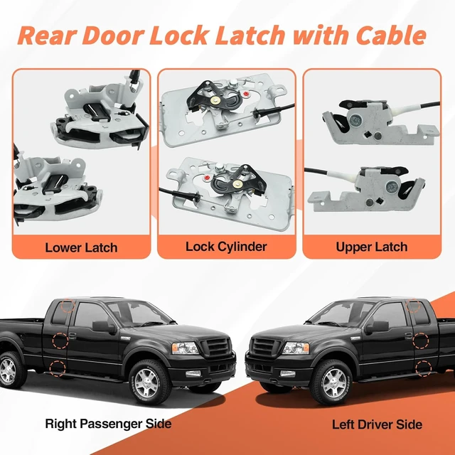 Alt view image 6 of 7 - 2Pcs Rear Door Latch Assembly Set for 2004-2008 Ford F150