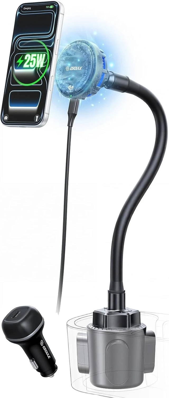 Main image of Qi2 25W Cooling Wireless Car Charger 15 Inch Cup Holder Phone Mount