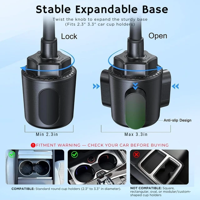 Alt view image 7 of 7 - Qi2 25W Cooling Wireless Car Charger 15 Inch Cup Holder Phone Mount