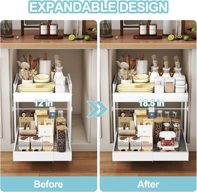 Alt view image 2 of 7 - 2-Tier Expandable Pull Out Cabinet Organizer, Cabinet Drawers, 16"D